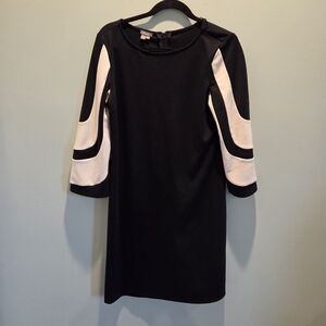 Muse Black & White Colorblock Dress Size 10 With 3/4 Sleeve
